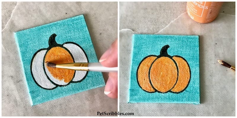 How to Make a Beautiful Miniature Pumpkin Canvas Trio