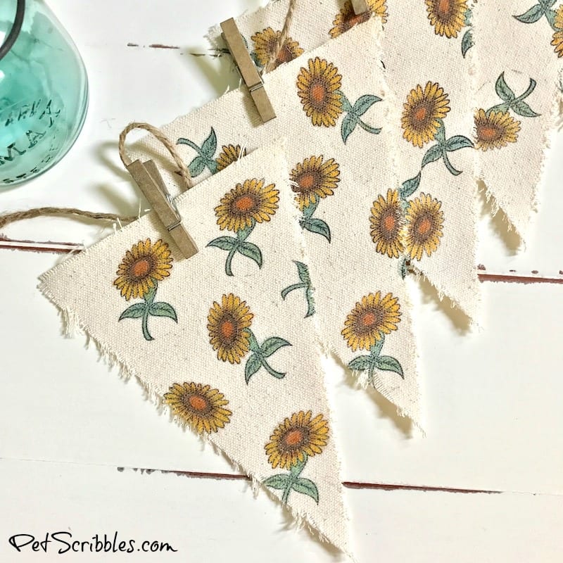 vintage sunflower fabric farmhouse banner