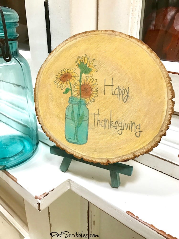 How to Make a Wonderful Farmhouse Thanksgiving Wood Slice