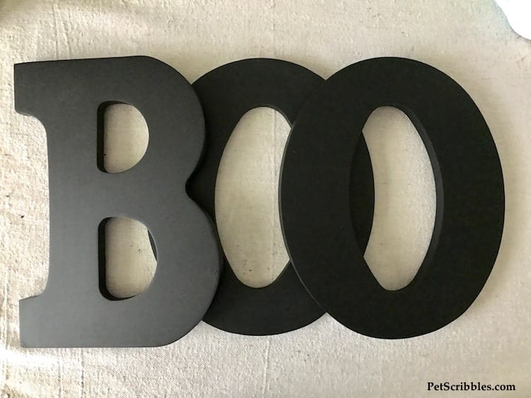 black BOO Halloween letters