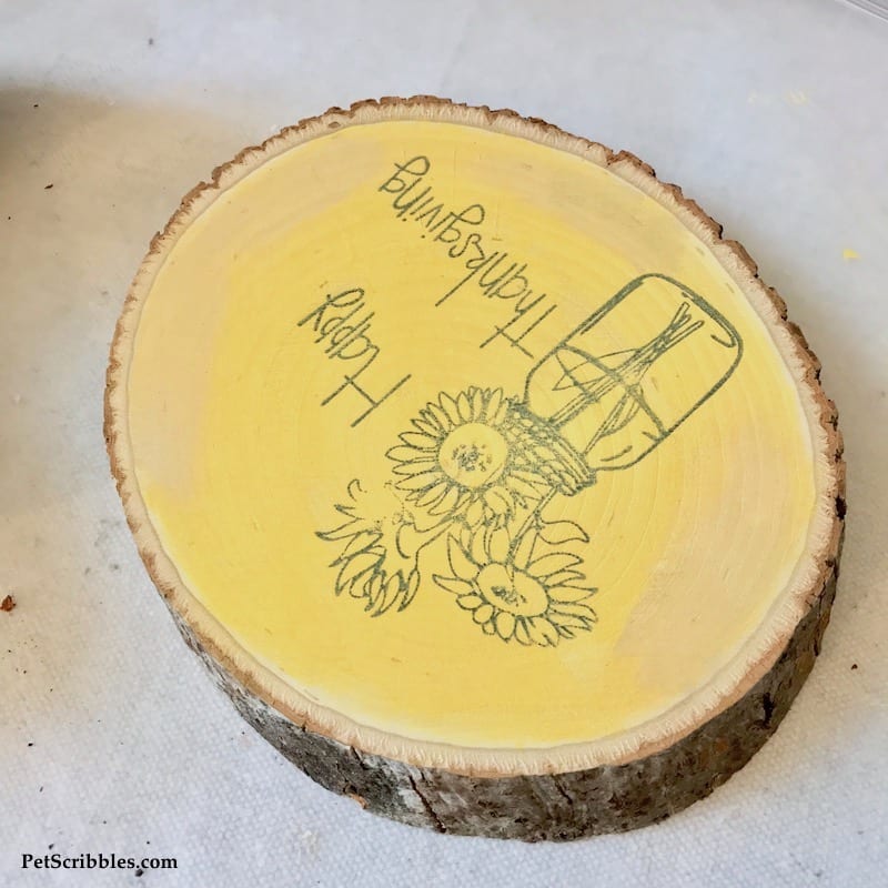 distressing a painted or stained wood slice