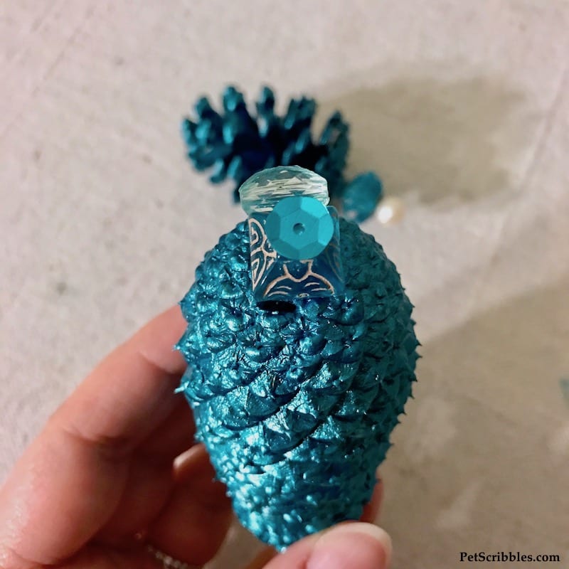 Stunning Teal Pinecone Ornament - Garden Sanity by Pet Scribbles