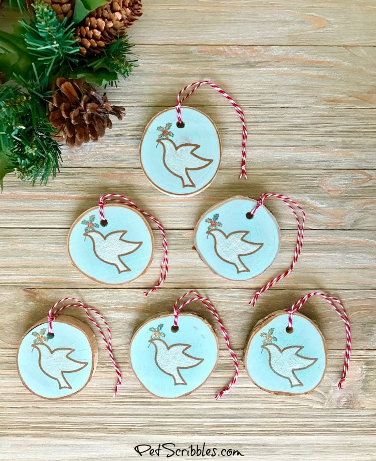 DIY wood slice Christmas ornaments