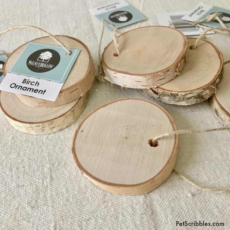 birch wood slice ornaments