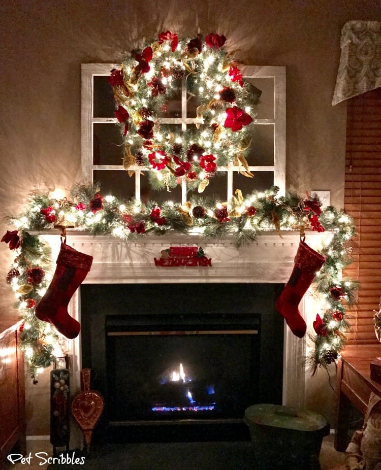 Elegant and Festive Christmas Wreath and Garland at Night!