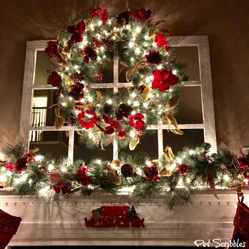 Elegant and Festive Christmas Wreath and Garland at Night!