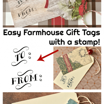 Easy Farmhouse Gift Tags using a self-inking stamp -- such a great idea!