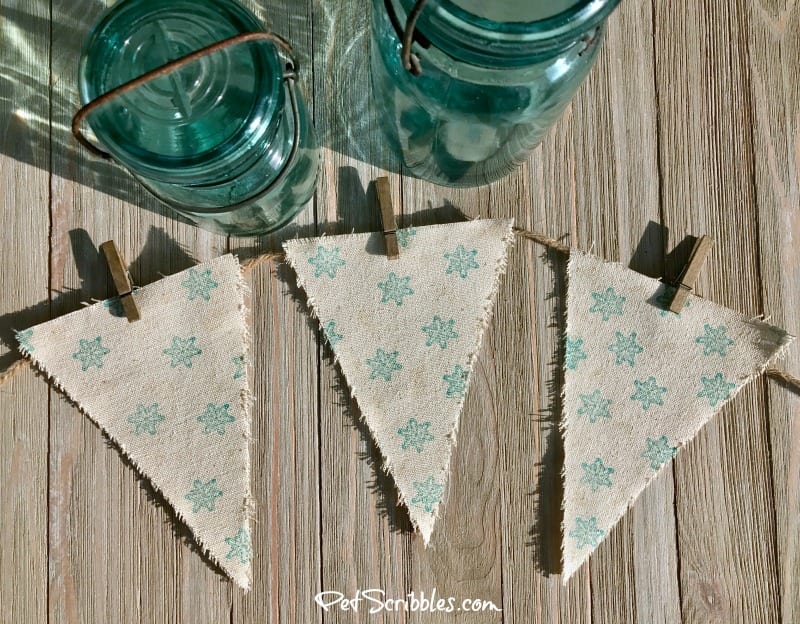 farmhouse snowflake banner ready to hang up