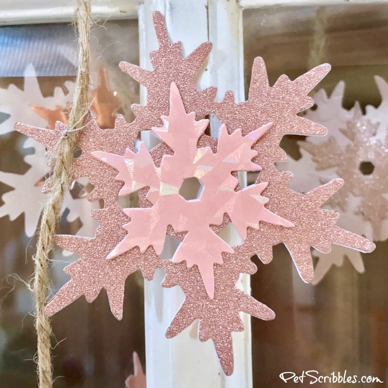 How to Make a Sparkling Pink Snowflake Garland