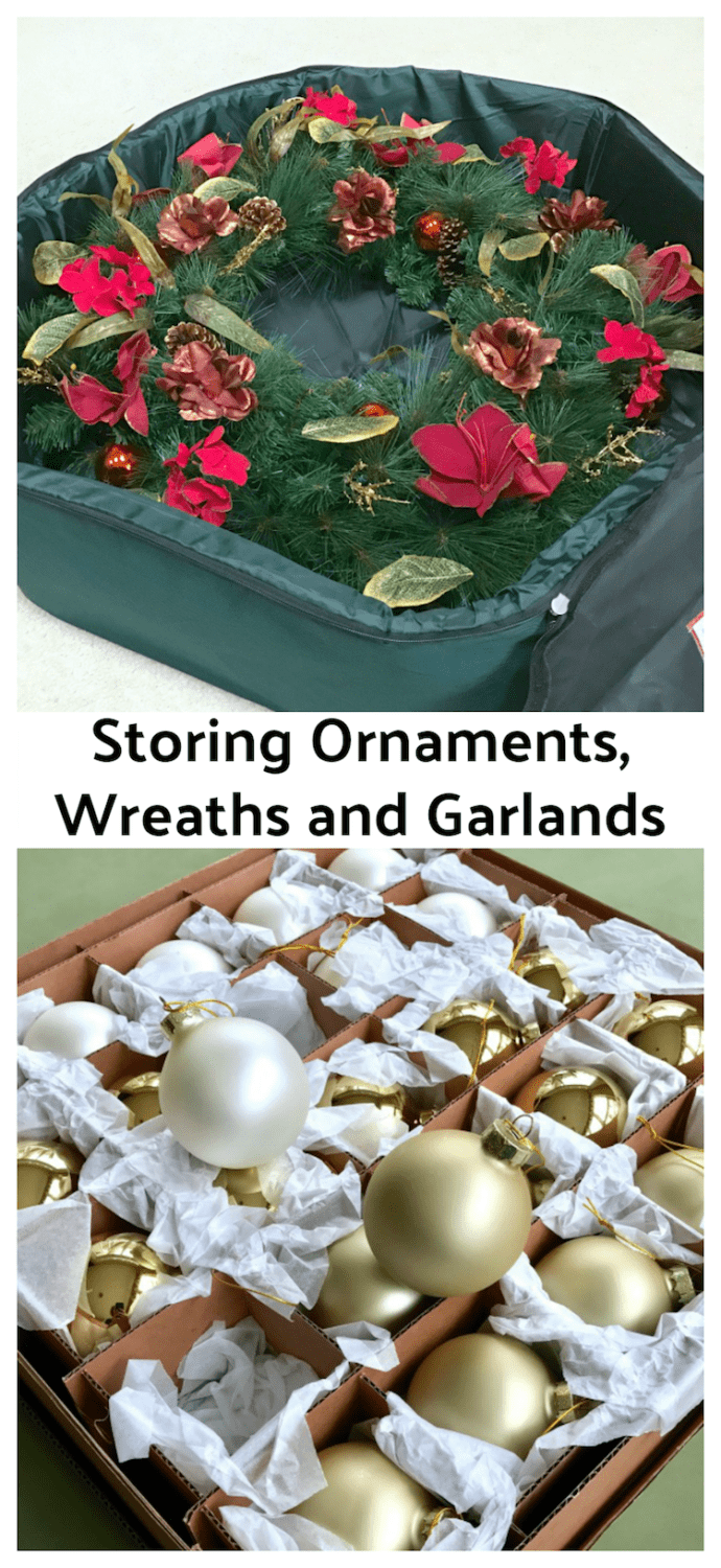 Storing ornaments wreaths and garlands