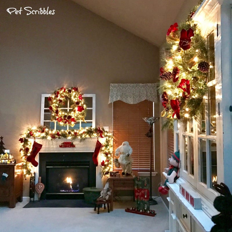 Elegant and Festive Christmas Wreath and Garland at Night!