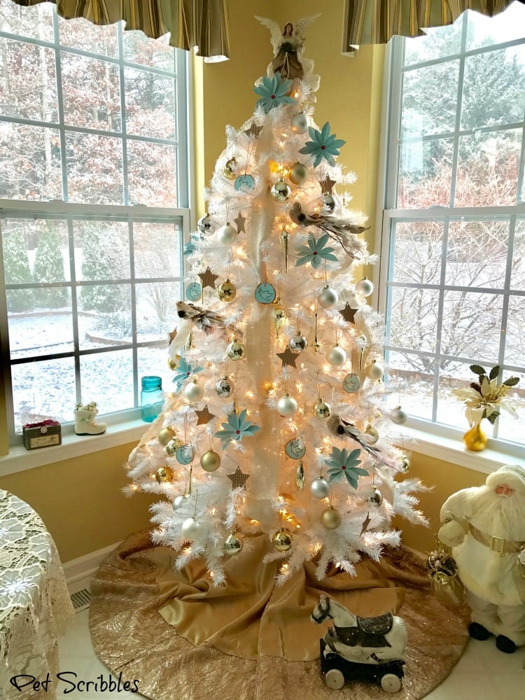white Christmas tree in Breakfast Room