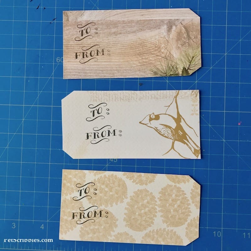 Easy Farmhouse Christmas Gift Tags using a self-inking stamp -- such a great idea!