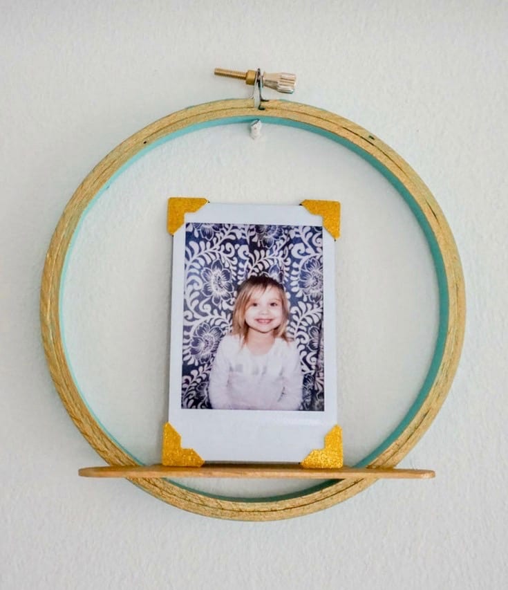 Embroidery Hoop and Popsicle Stick Picture Shelf