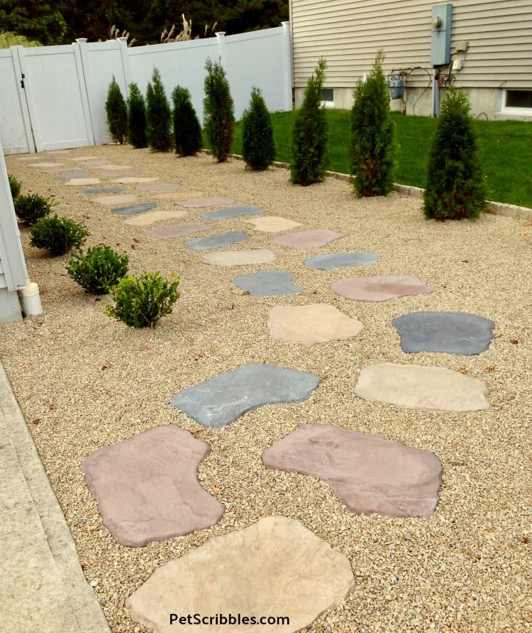 stepping stones and gravel for side yard