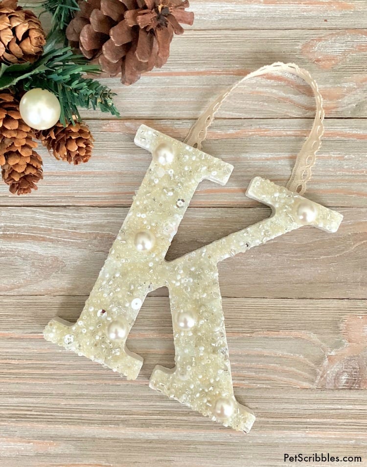 Beaded Monogram Letter Ornament DIY