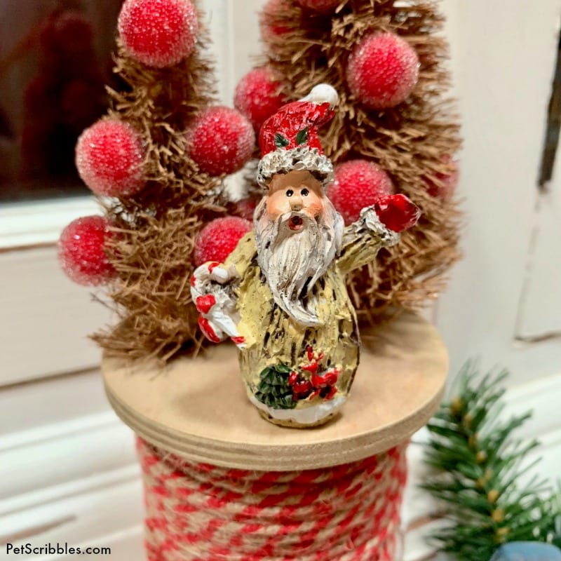 Farmhouse Christmas bottle brush tree scene