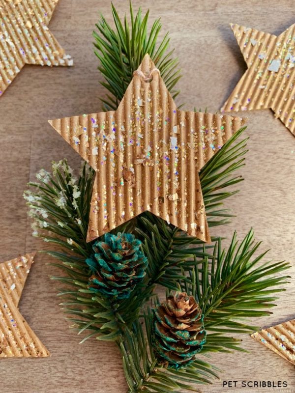 DIY Glitter Cardboard Christmas Star Ornaments