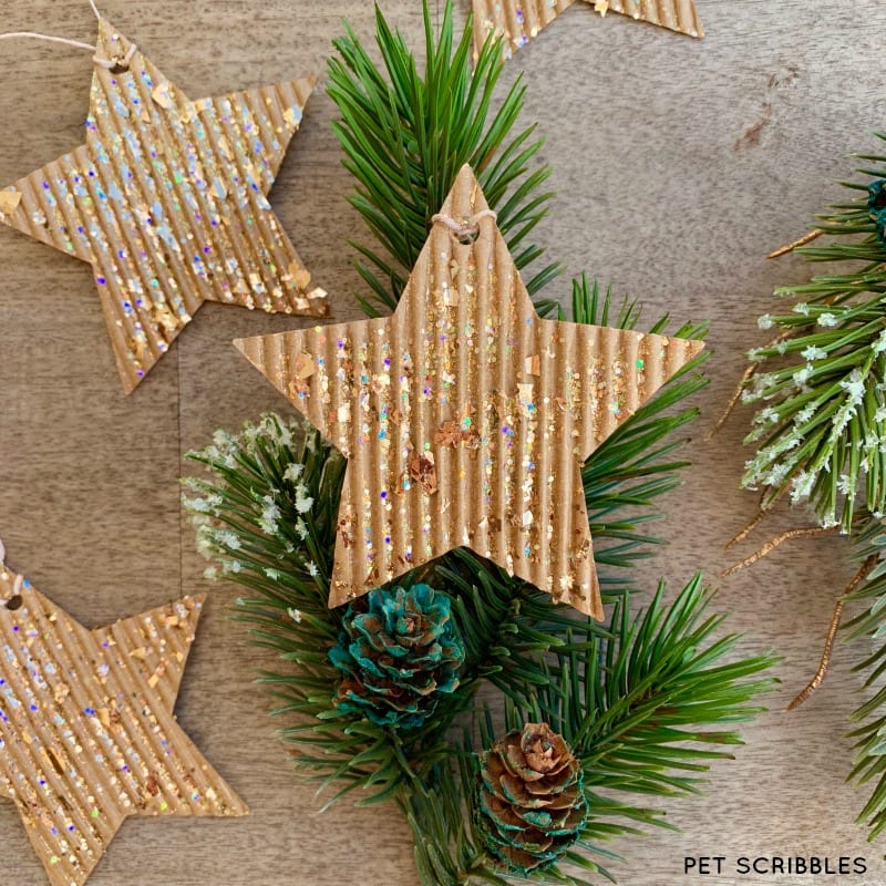 Glitter Cardboard Star Ornaments Tutorial