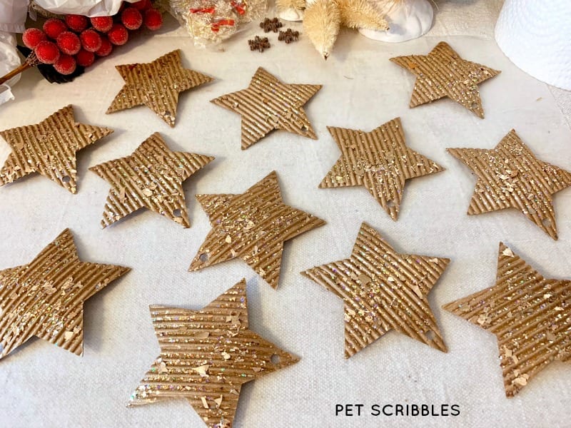 easy glitter cardboard star ornaments