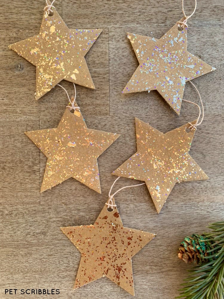 special glitter cardboard star ornaments