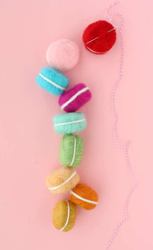 DIY Felt Macaron Garland by A Beautiful Mess