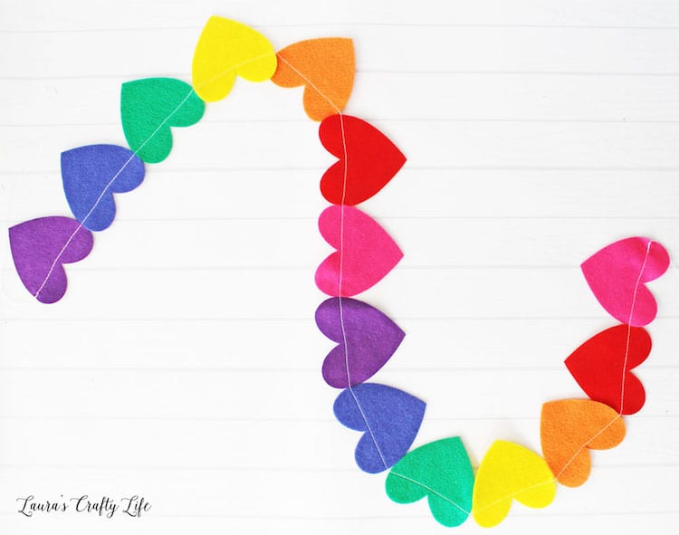 Felt Rainbow Heart Garland DIY by Laura's Crafty Life