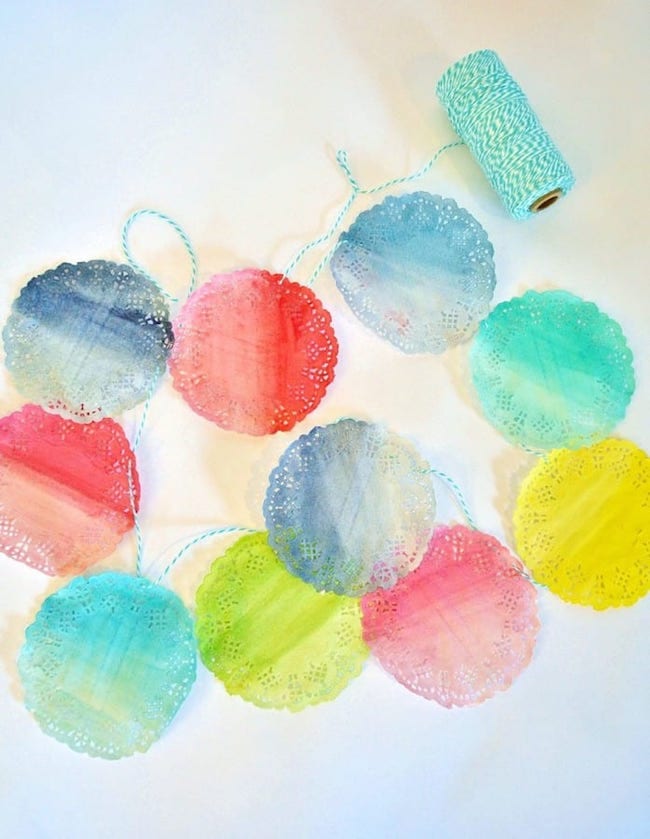 Watercolor Doily Garland DIY by Burlap and Blue