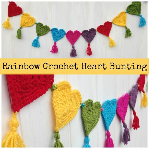 DIY Rainbow Crochet Heart Bunting Garland by Sum of their Stories