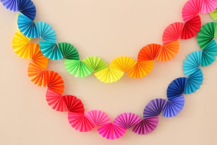 Rainbow Fan Garland DIY by Ice Cream Off Paper Plates