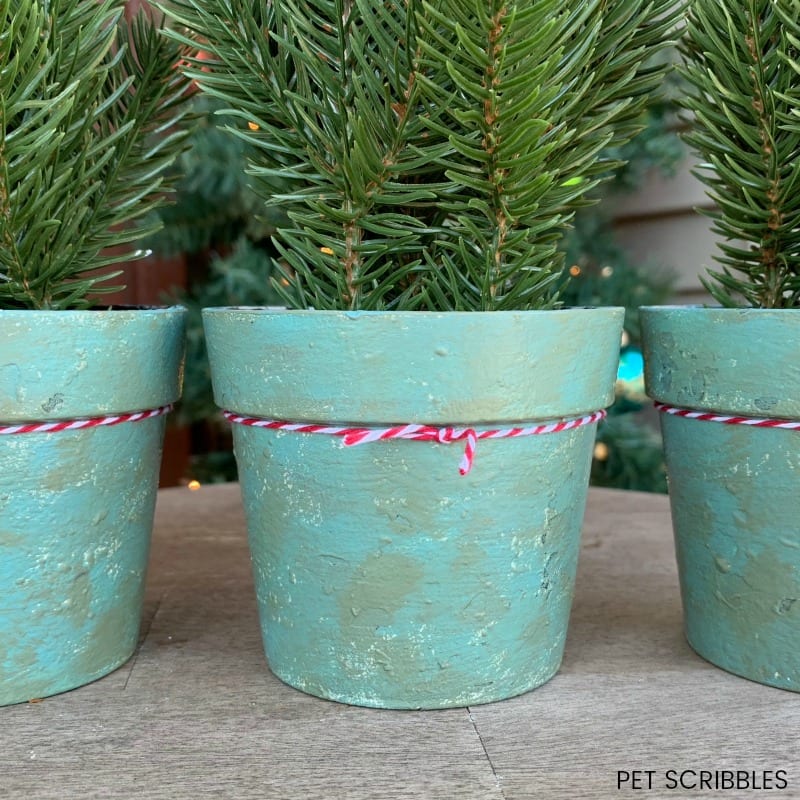 plastic planter makeover with chalk paint