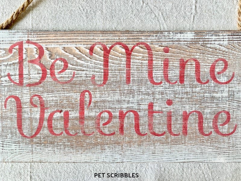 sanded rustic wood sign for Valentine's Day