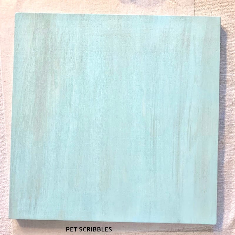 Wood panel painted in two colors of pickling wash