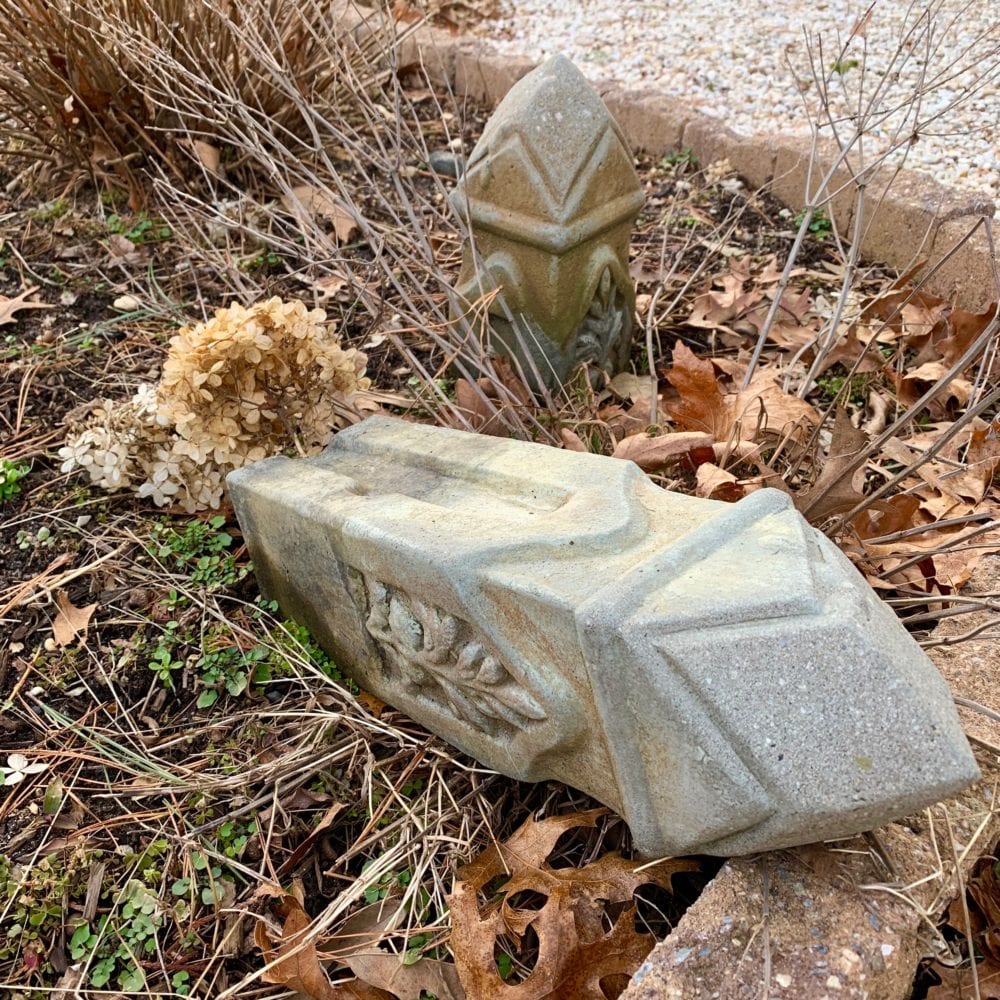 knocked over garden finial