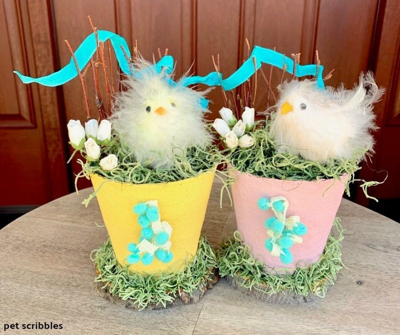 Spring Easter Chicks Peat Pot Decorations