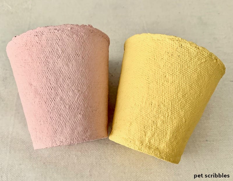 painted Easter peat pots
