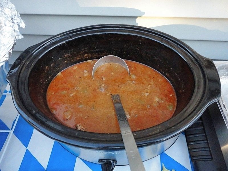 goulasch stew in pot