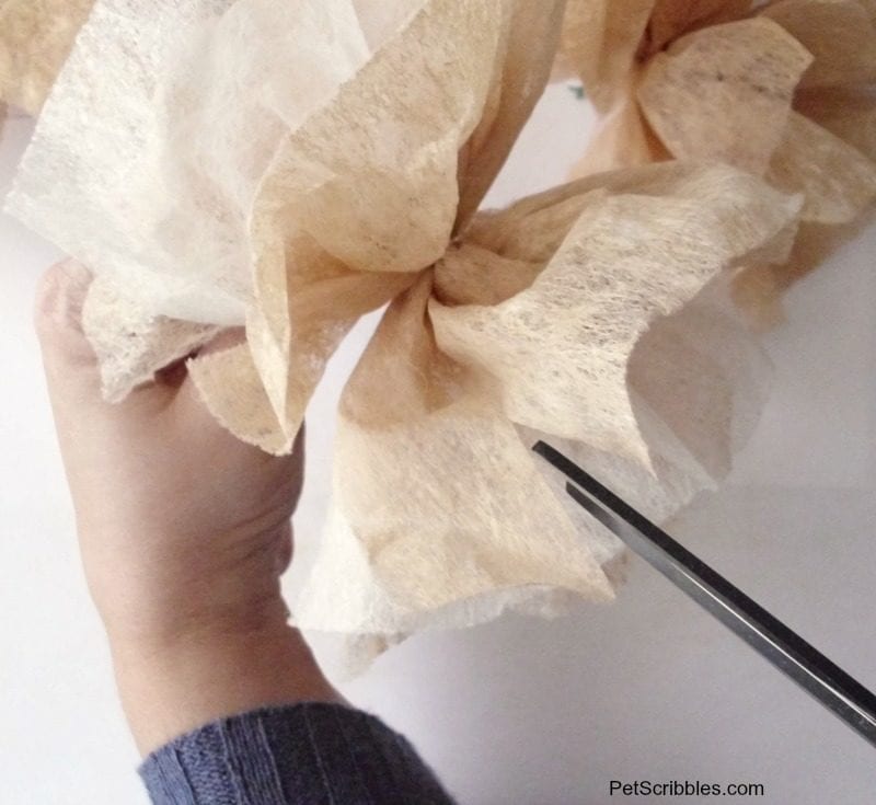 cutting slits in dryer sheet flowers