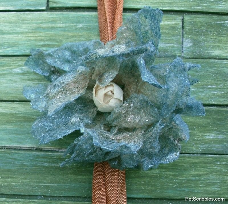 shabby dryer sheet flower