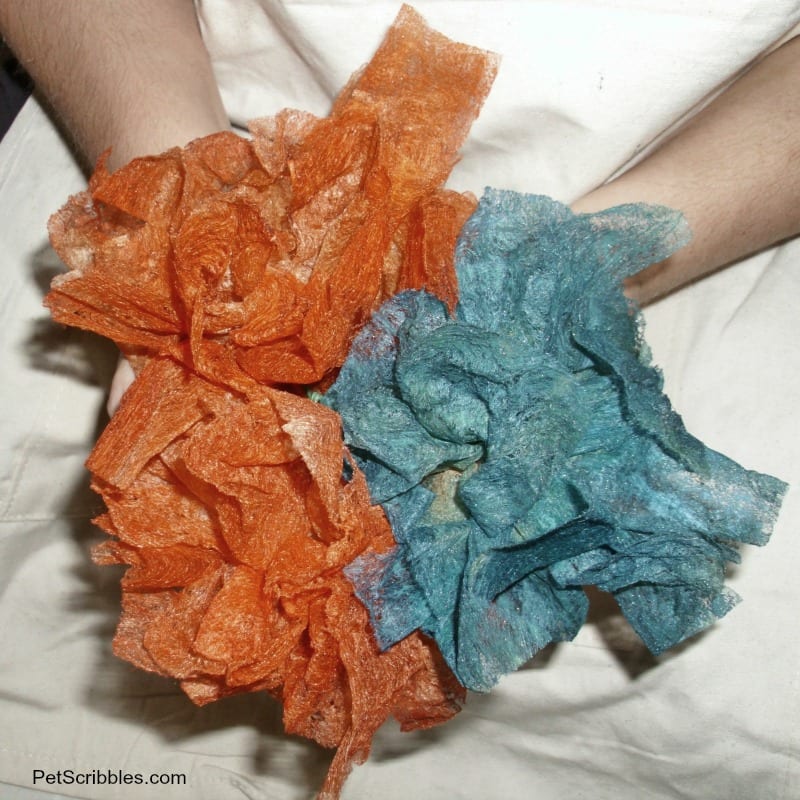 three dryer sheet flowers