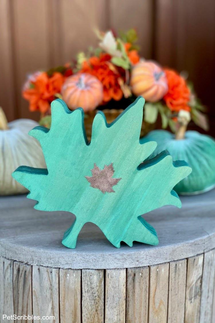 DIY painted wooden leaves