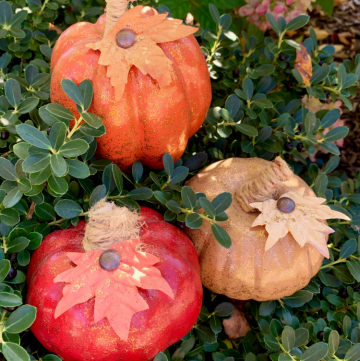 Painted and Glittered Dollar Store Pumpkin Makeover