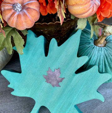 Teal Fall Decor: Painted Wooden Leaves