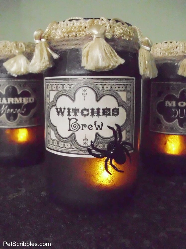 Vintage Potion and Spell Jars for Halloween