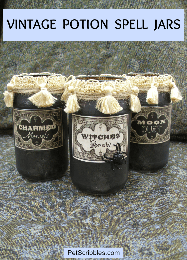 Vintage Potion and Spell Jars for Halloween