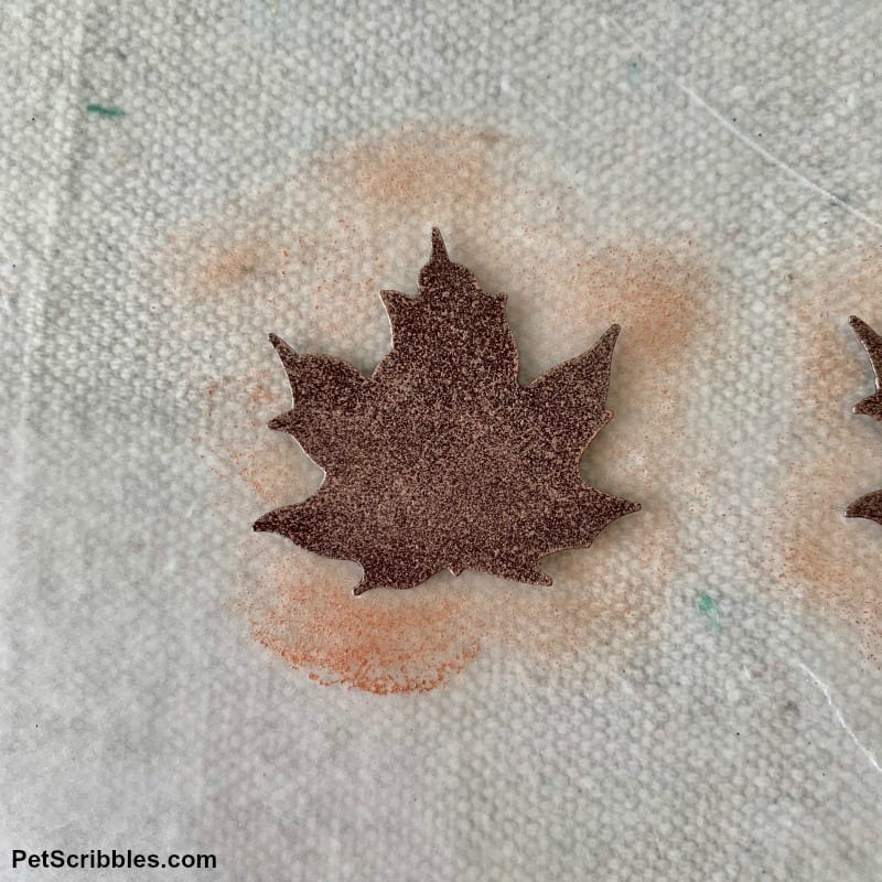 copper painted tin maple leaf