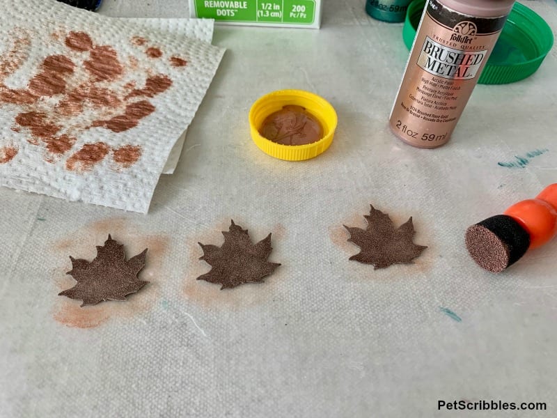 painted rustic tin leaves