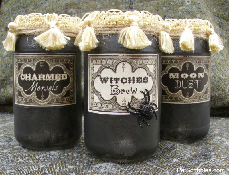 vintage Halloween apothecary jars