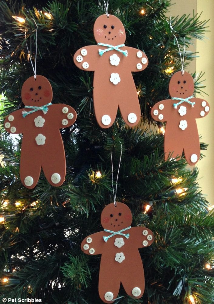 gingerbread men ornaments hanging on tree