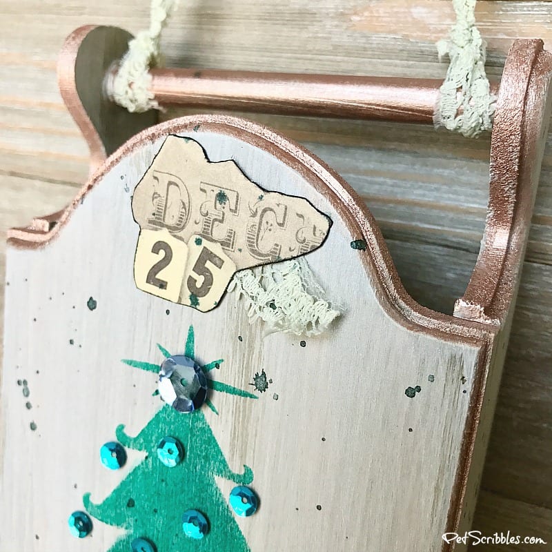 vintage ephemera on Christmas sled